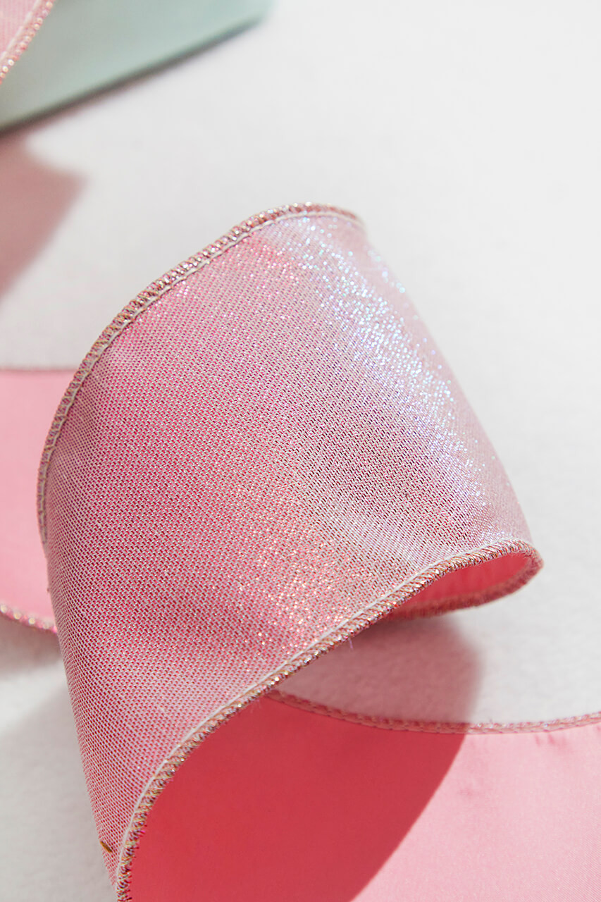 4” x 5 Yard Pink Splash with Fused Tissue Back Ribbon